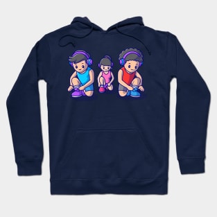 Cute People Running Cartoon Hoodie